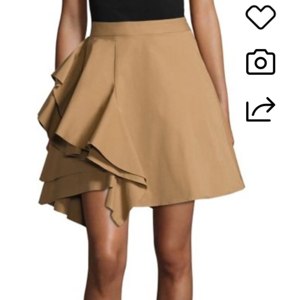 MSGM Asymmetrical Poplin Dide Ruffle Tan Skirt Italy Size 42 Size Small 2-4